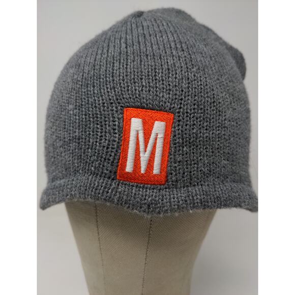 Port & Company Lined Beanie Hat Embroidered M Logo Gray 100% Acrylic - Picture 4 of 11